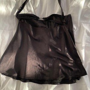 Enduring kairos black silk satin mini skirt